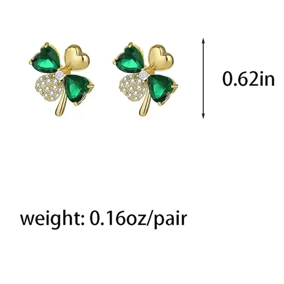 NEW Four Leaf Clover Earrings in Gold - Picture 3 of 6